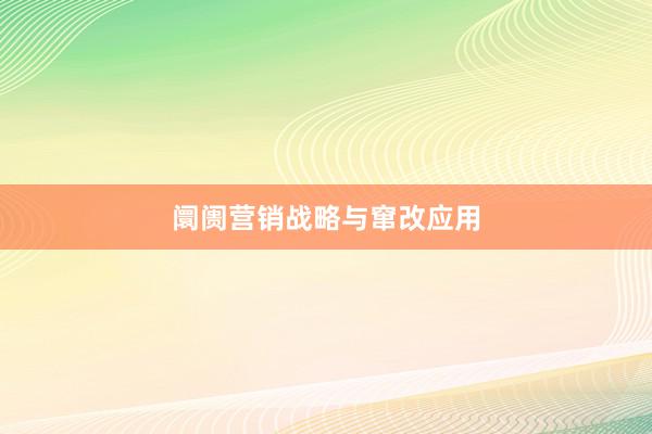 阛阓营销战略与窜改应用